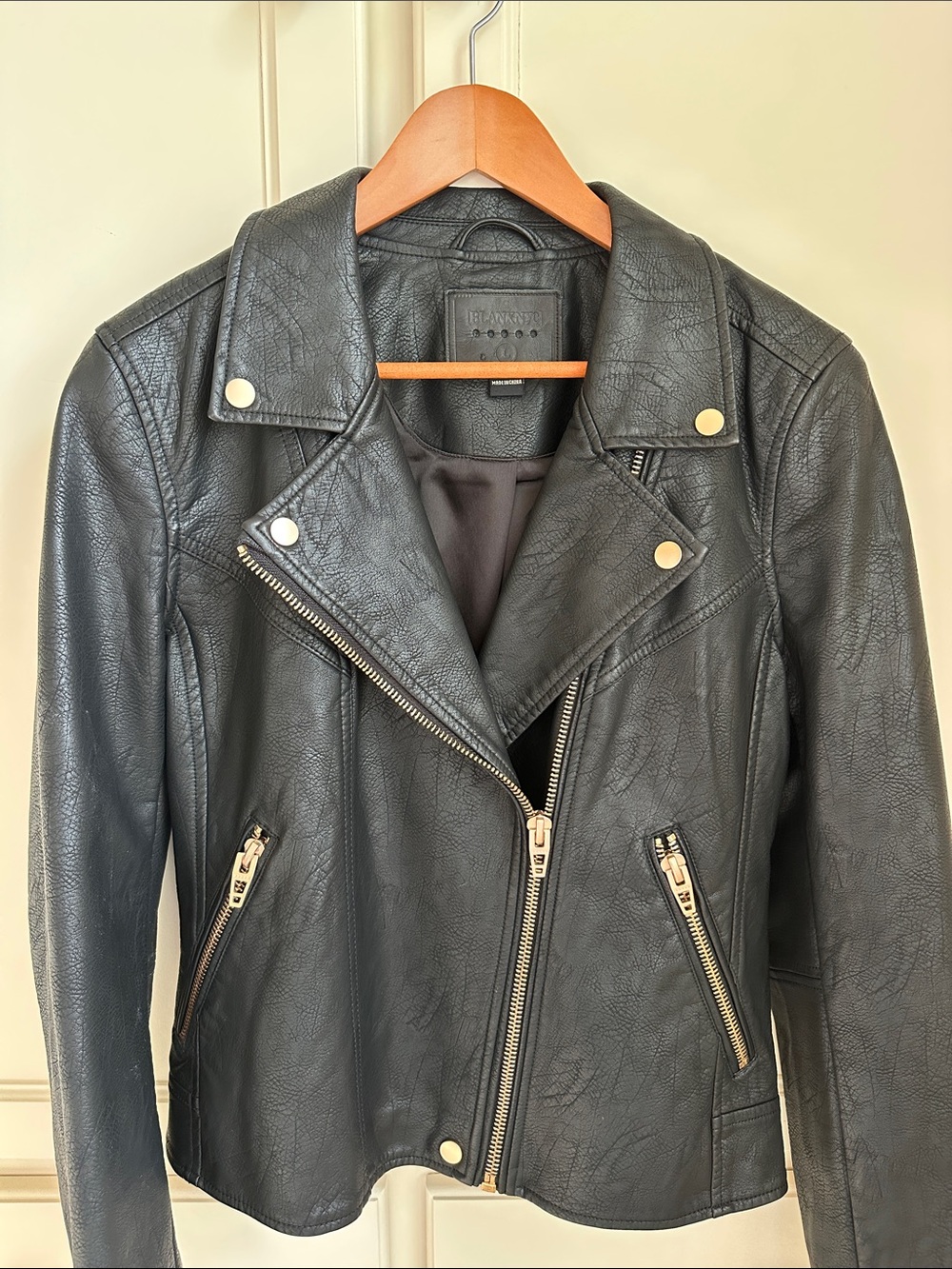 Blank NYC Black Faux Leather Asymmetric Moto Jacket
